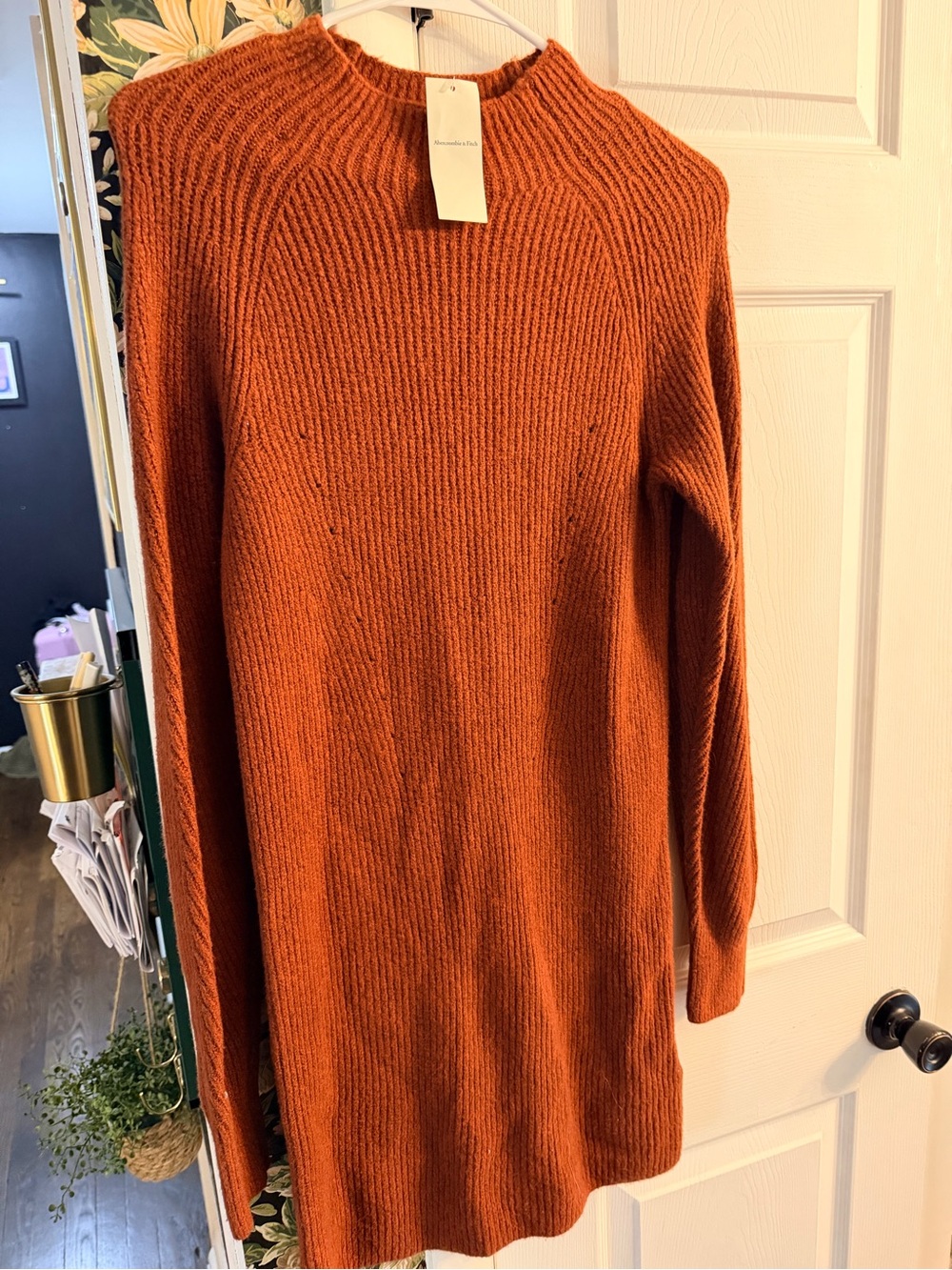 Abercrombie & Fitch Ribbed Sweater Dress - Rust/Burnt Orange - XS - NWT